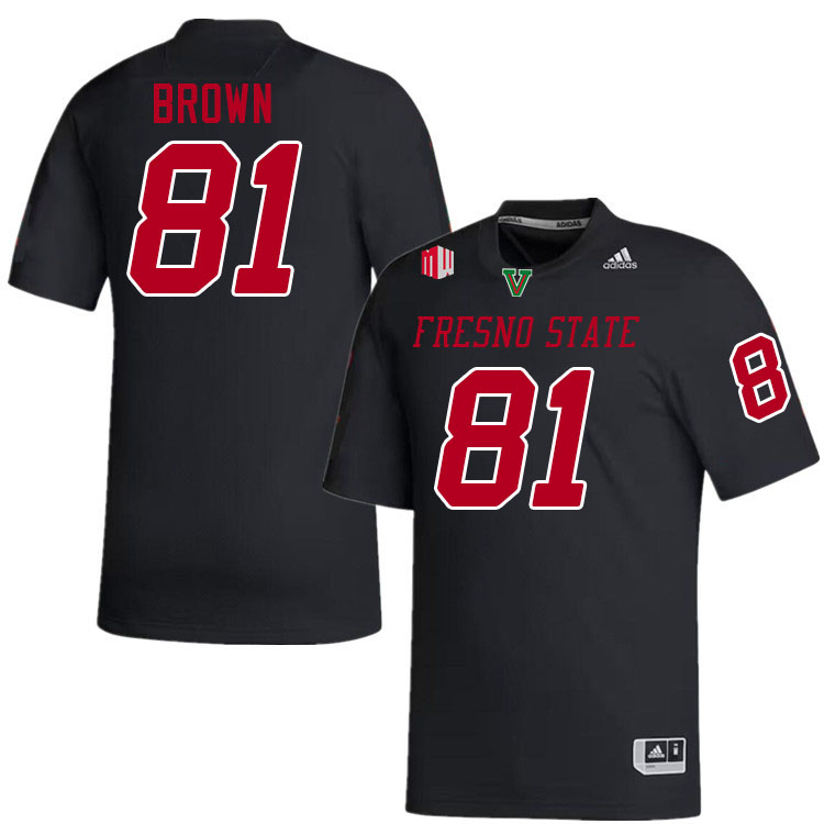 Men #81 Jordan Brown Fresno State Bulldogs College Football Jerseys Stitched-Black